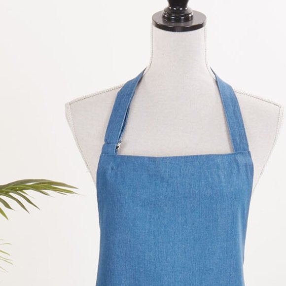 Adjustable Blue Denim Apron w Pockets & Back Tie Durable Functional Kitchen Apro - Picture 3 of 6